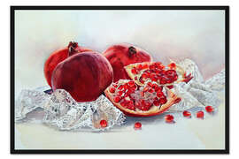 Gerahmter Kunstdruck Winter Granatäpfel
