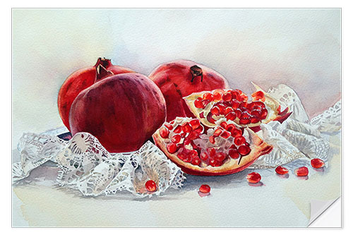 Selvklebende plakat winter pomegranates