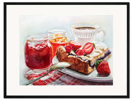 Gerahmter Kunstdruck Heidelbeerkuchen