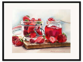 Gerahmter Kunstdruck Saftige Erdbeeren