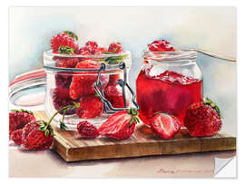 Selvklebende plakat Juicy strawberries