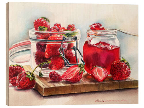 Hout print Juicy strawberries