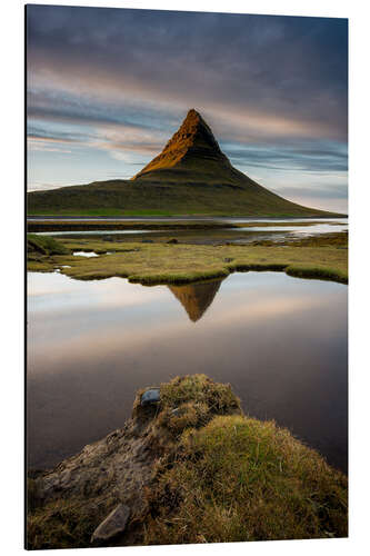 Tableau en aluminium Peaceful Sunset Kirkjufell