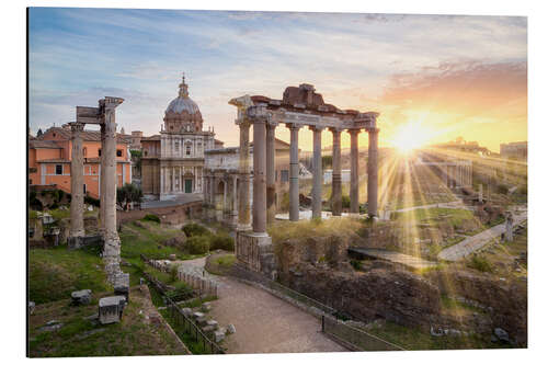 Alubild Sonnenuntergang beim Forum Romanum in Rom, Italien