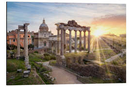 Alubild Sonnenuntergang beim Forum Romanum in Rom, Italien