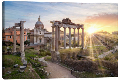 Leinwandbild Sonnenuntergang beim Forum Romanum in Rom, Italien