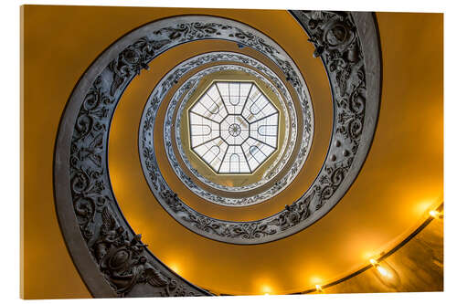 Stampa su vetro acrilico Spiral staircase in the Vatican Museum, Italy