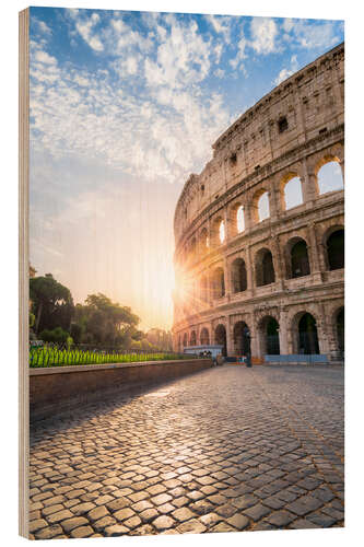 Trätavla The Colosseum in Rome at sunrise