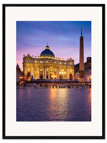Gerahmter Kunstdruck Petersdom und Petersplatz in Rom, Italien