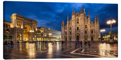 Canvas-taulu Cathedral Square and Cathedral of Milan at night, Milan, Italy