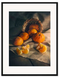 Gerahmter Kunstdruck Stilleben mit frischen Mandarinen