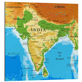 Magnettafel Geographische Karte von Indien (Englisch)