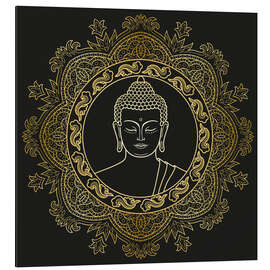 Magnettafel Buddha in goldenem Mandala