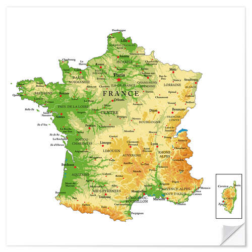 Selvklebende plakat Topography France