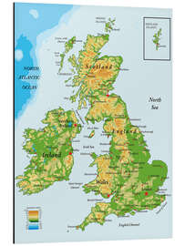 Magnettafel Topografische Karte von Großbritannien und Irland (Englisch)