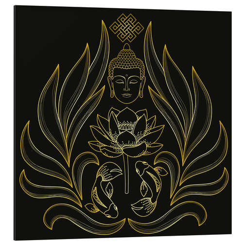 Aluminium print Buddha and petals