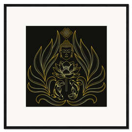 Impression artistique encadrée Bouddha et pétales