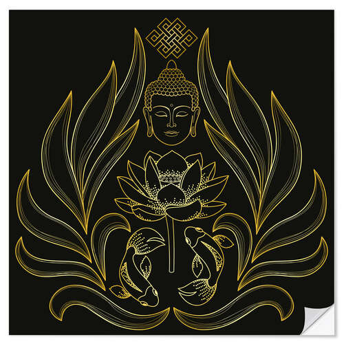 Wall sticker Buddha and petals