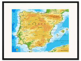 Gerahmter Kunstdruck Topografie Spanien