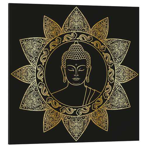 Aluminium print Buddha in golden bloom