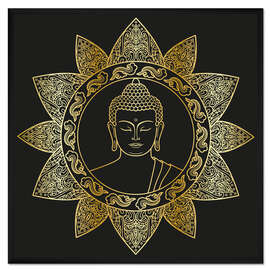 Gerahmter Kunstdruck Buddha in goldener Blüte