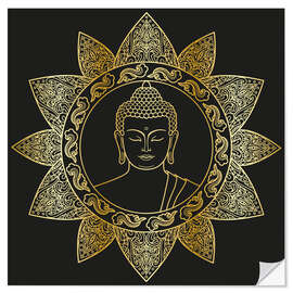 Wall sticker Buddha in golden bloom