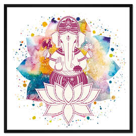 Gerahmter Kunstdruck Ganesha in Wasserfarben