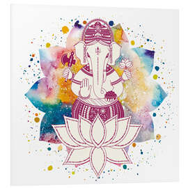 Quadro em PVC Ganesha em aguarela