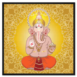 Gerahmter Kunstdruck Ganesha auf Gold