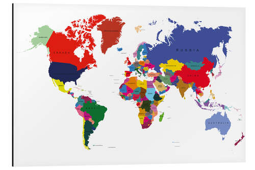 Cuadro de aluminio Mapa del mundo (inglés) II