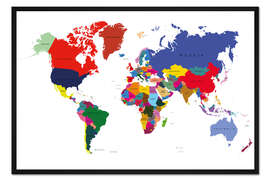 Gerahmter Kunstdruck Weltkarte (Englisch) II