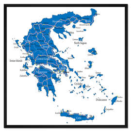 Gerahmter Kunstdruck Griechenland - Politische Karte