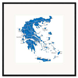 Impresión de arte enmarcada Mapa de Grecia (inglés)