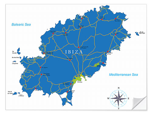 Naklejka na ścianę Ibiza Map