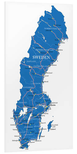 Print på skumplade Sweden Political Map