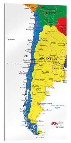 Gallery print Chile and Argentina Political Map