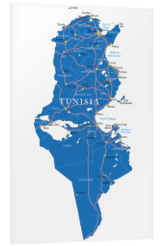 Foam board print Map Tunisia