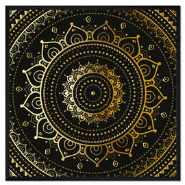 Gerahmter Kunstdruck Golden schimmerndes Mandala