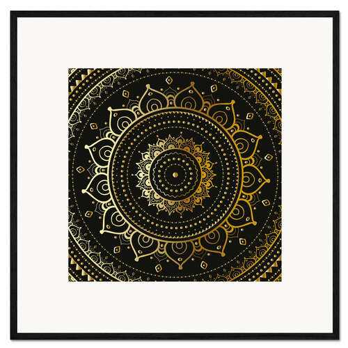 Ingelijste kunstdruk Gouden mandala