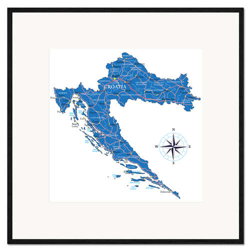 Framed art print Map of Croatia