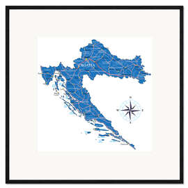 Framed art print Map of Croatia