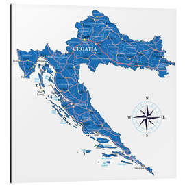 Magnettafel Karte von Kroatien (Englisch)