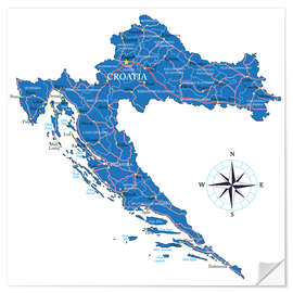 Naklejka na ścianę Map of Croatia