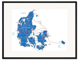 Gerahmter Kunstdruck Dänemark Karte
