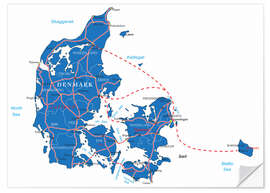 Naklejka na ścianę Denmark map