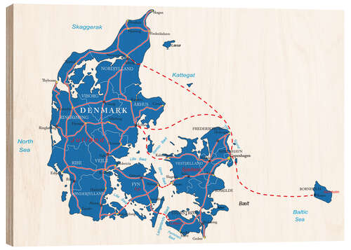 Holzbild Dänemark Karte