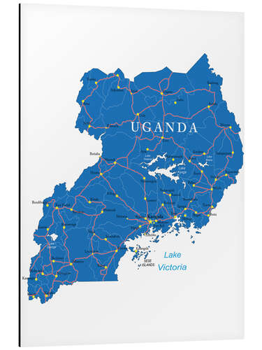 Cuadro de aluminio Map Uganda