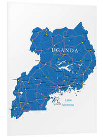 Foam board print Map Uganda