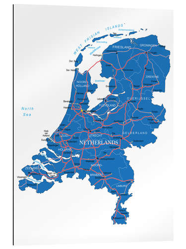 Quadro em plexi-alumínio Map Netherlands