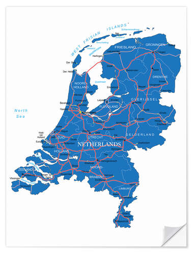 Naklejka na ścianę Map Netherlands